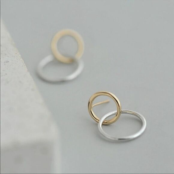 New 925 Double Circle Earrings - Picture 2 of 9